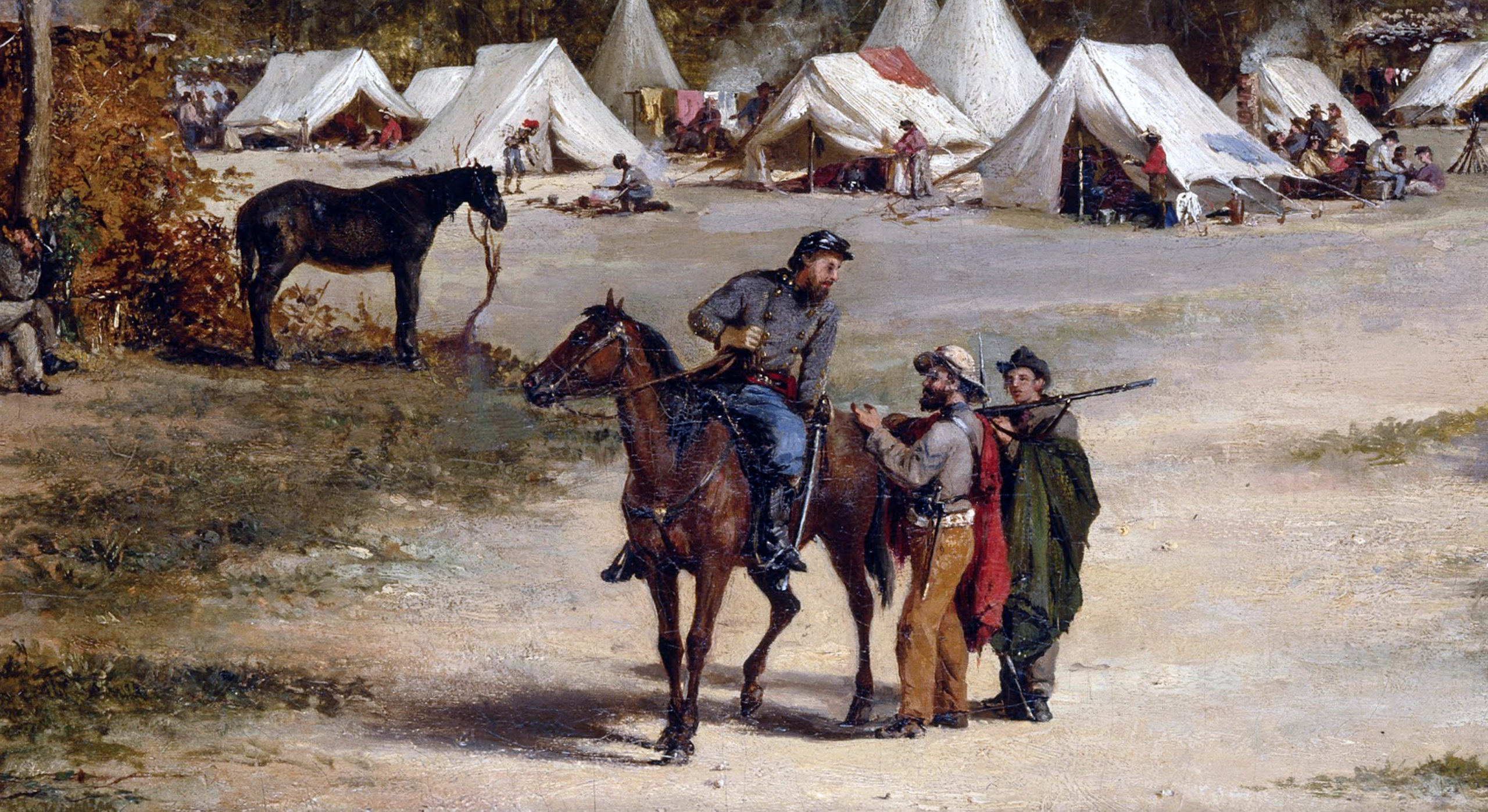 Conrad Wise Chapman, <em>The Fifty-Ninth Virginia Infantry—Wise’s Brigade</em> (detail with Colonel William B. Tabb), c. 1867, oil on canvas, 20-1/8 x 33-7/8 inches (<a href="https://www.cartermuseum.org/collection/fifty-ninth-virginia-infantry-wises-brigade-20017" target="_blank" rel="noopener">Amon Carter Museum of American Art</a>, Fort Worth)