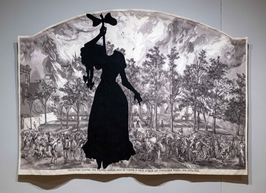 Kara Walker, <em>A Warm Summer Evening in 1863</em>, 2008, wool tapestry and felt, 175.3 x 248.9 cm (Crystal Bridges Museum of American Art, photo: Steven Zucker, CC BY-NC-SA 2.0) © Kara Walker