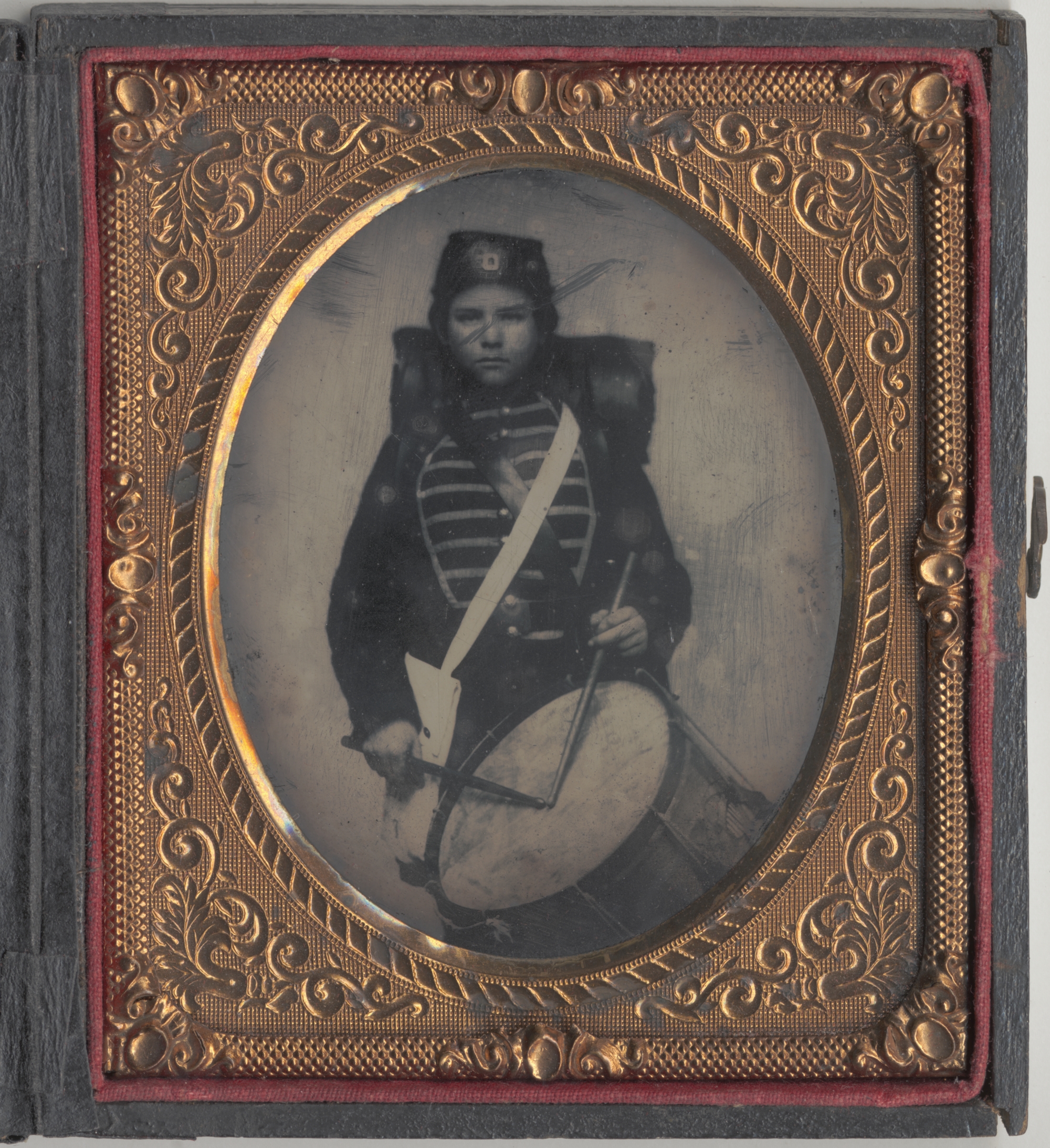Portrait of John F. P. Robie, c. 1861, ambrotype in brass mat and paperboard case (Chicago History Museum)