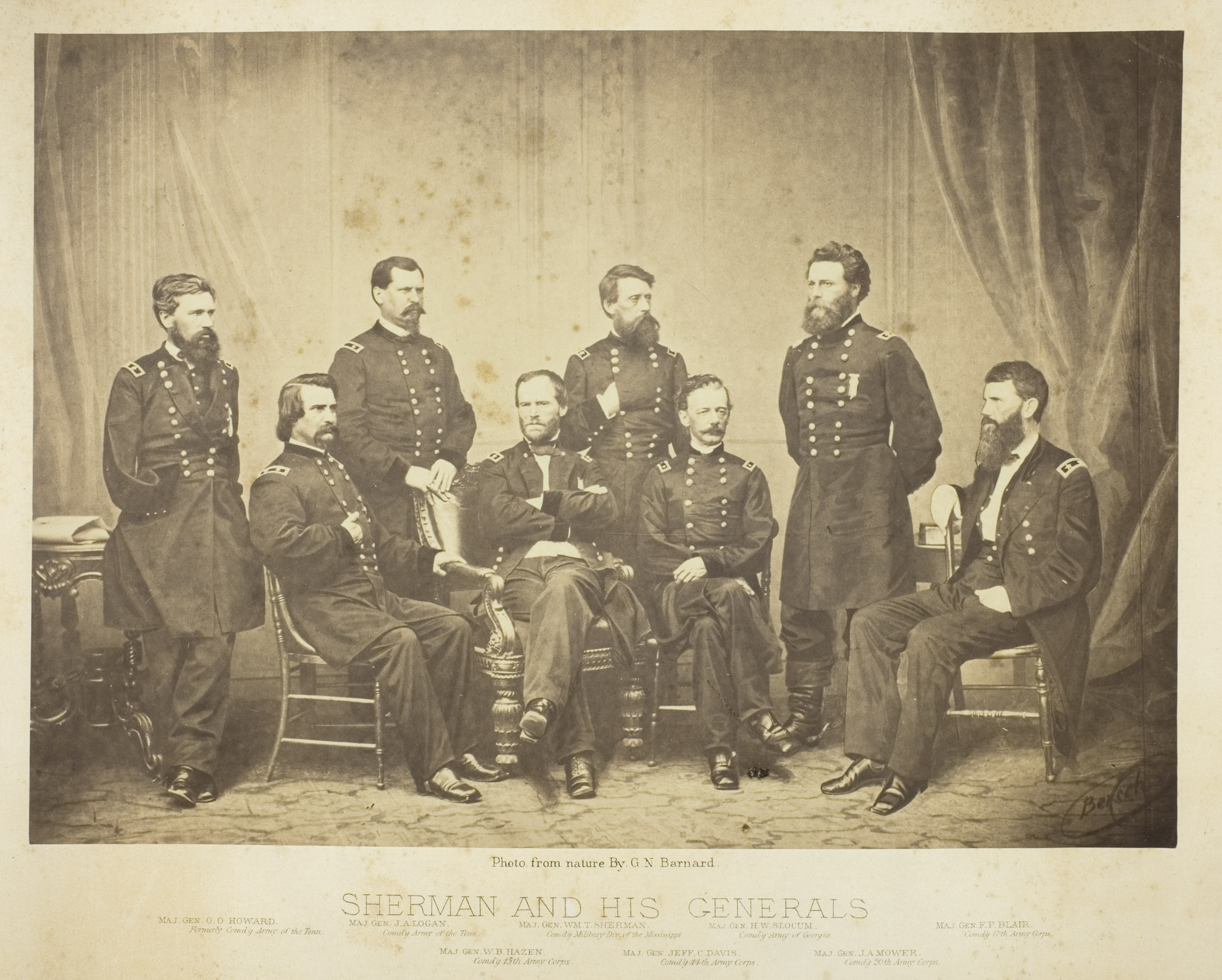 George N. Barnard, Sherman and His Generals, 1865, albumen print from collodion negative 10 1/8 x 14 1/8 inches (The Art Institute of Chicago)