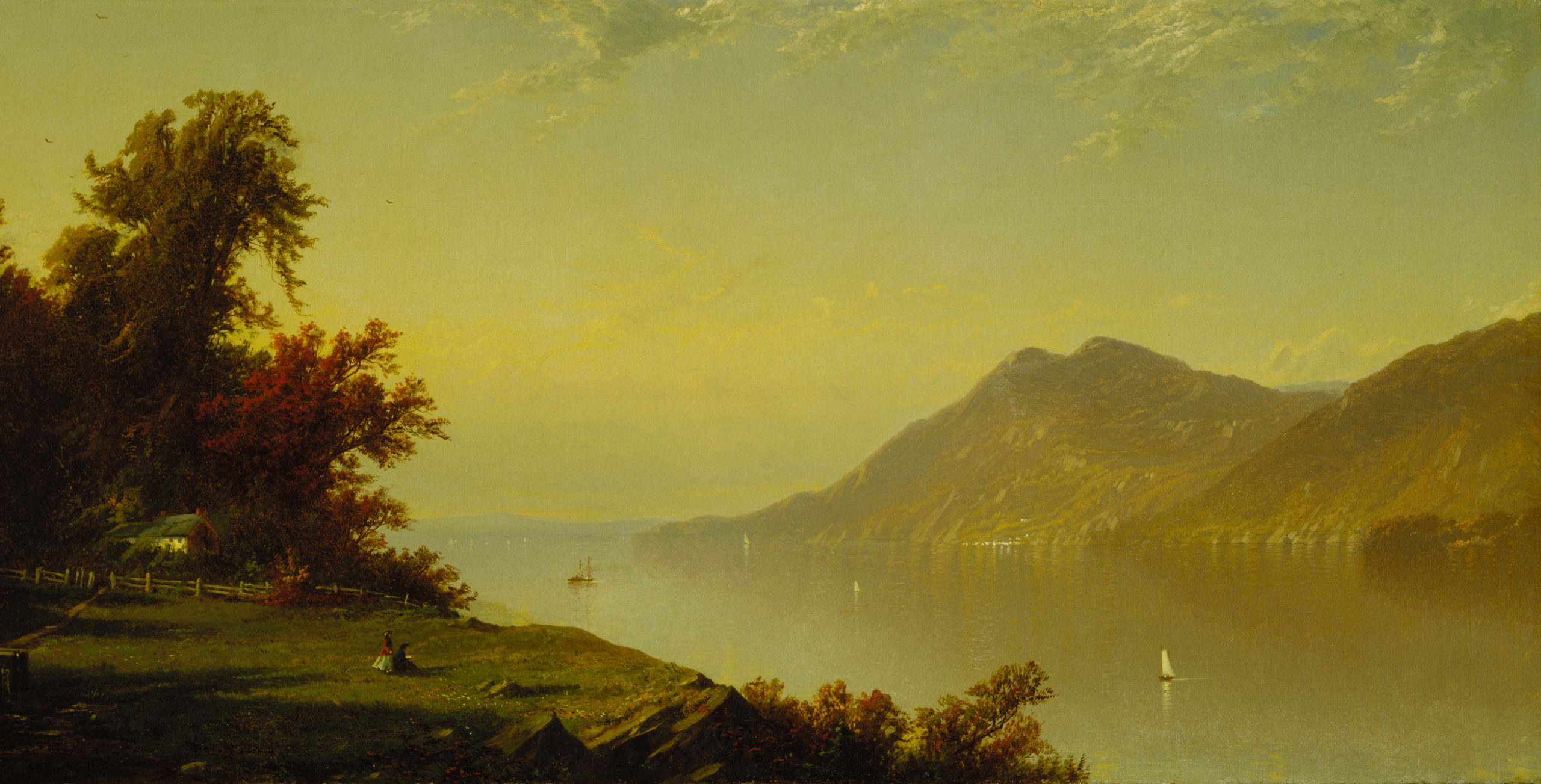 Alfred Thompson Bricher, The Hudson River at West Point, 1864, oil on canvas, 20 1/8 x 42 1/4 inches (Terra Foundation for American Art)
