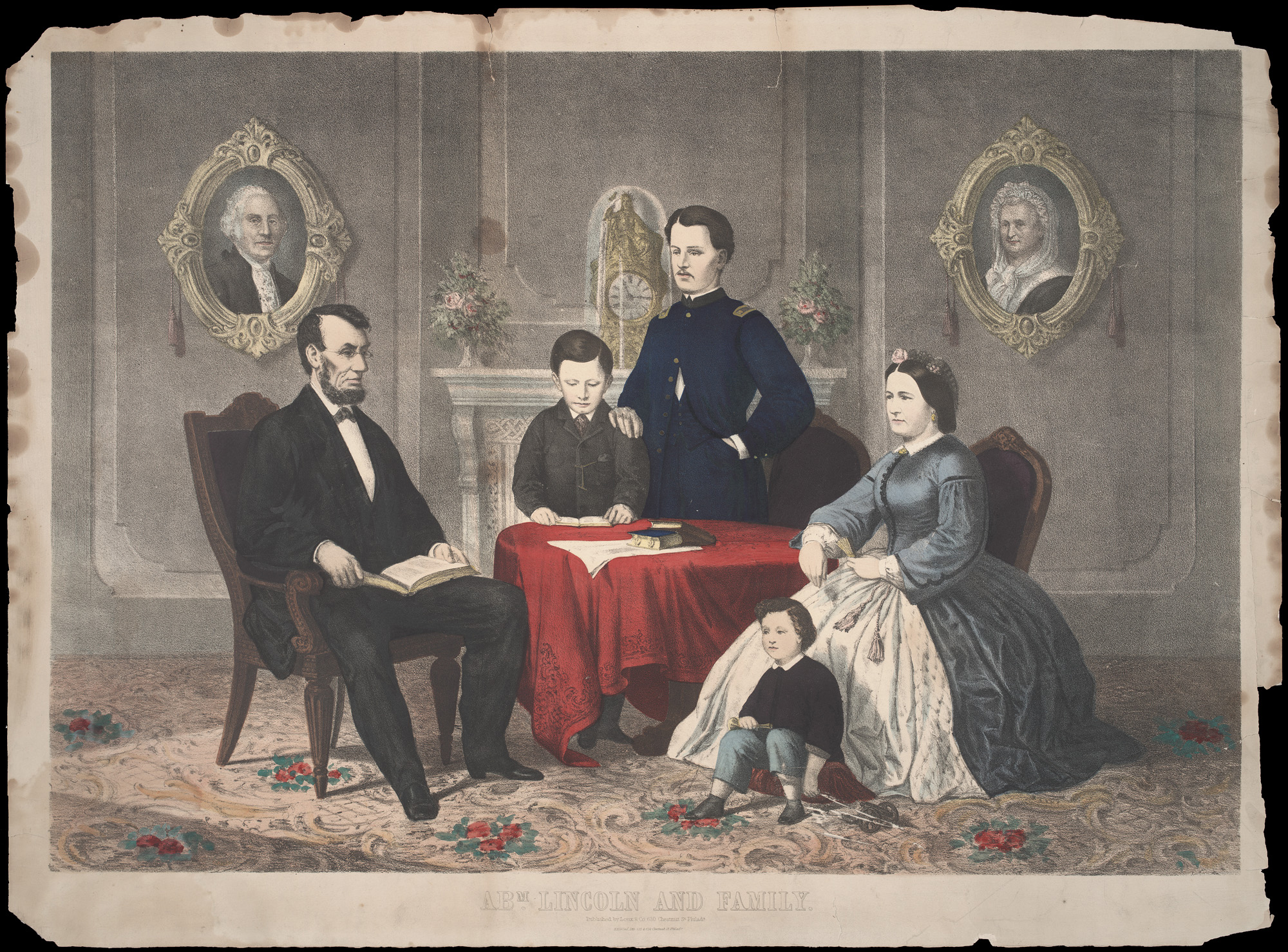 Edward Herline, <em>Abraham Lincoln and Family</em>, c. 1862, lithograph, 24 x 29 inches (Chicago History Museum)