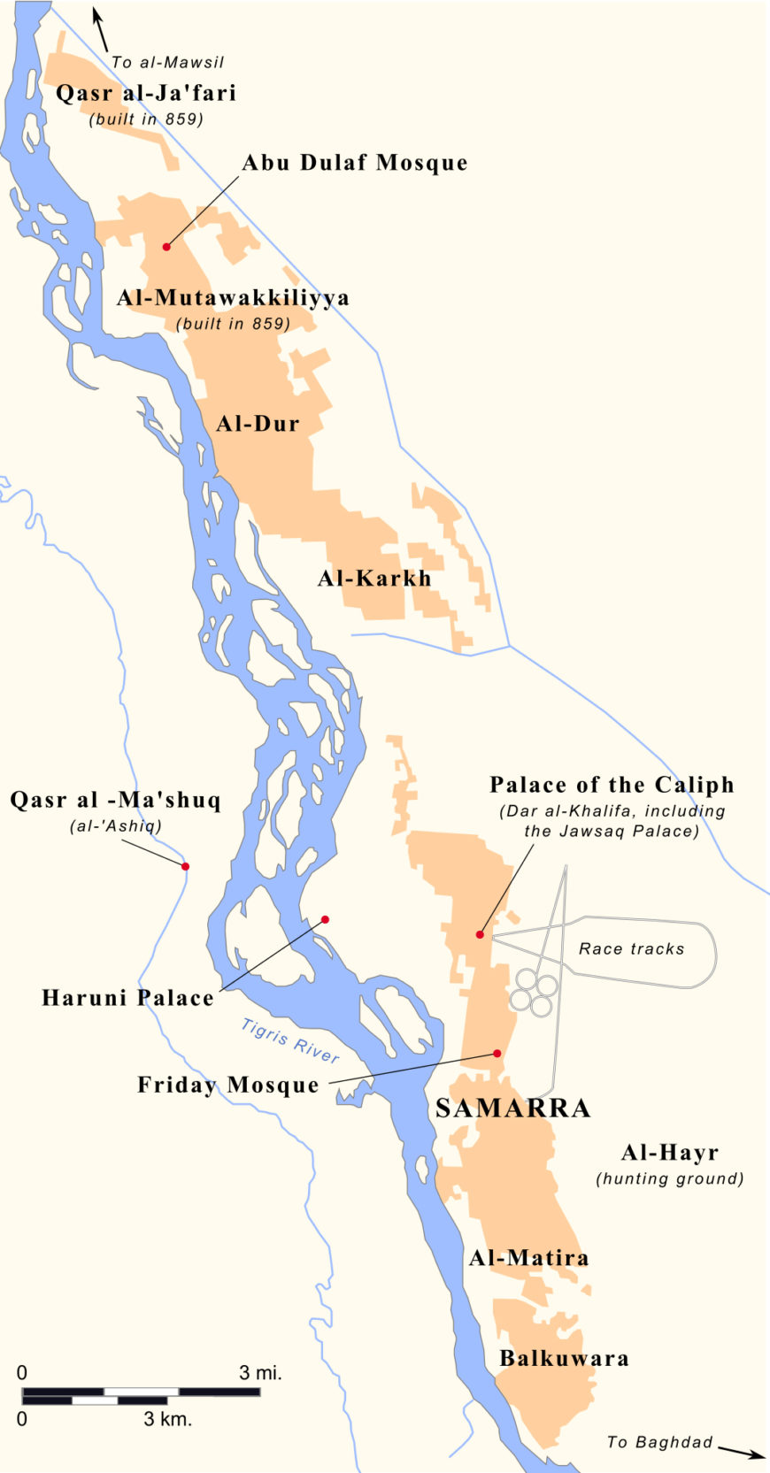 Map of Abbasid Samarra in the mid-ninth century (map: Ro4444)
