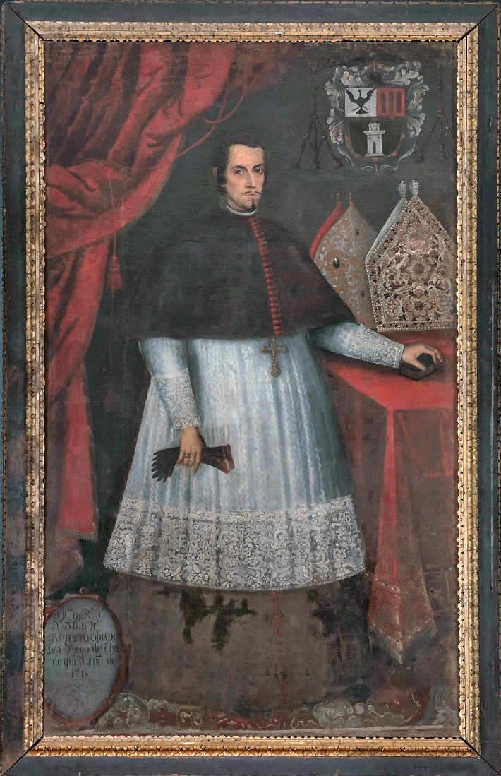 Unidentified artist, Luis Francisco Romero, Bishop of Santiago de Chile and of Quito, 1718, oil on canvas, 88 x 56 1/3” (Museo del Carmen de Maipú, Santiago, Chile)