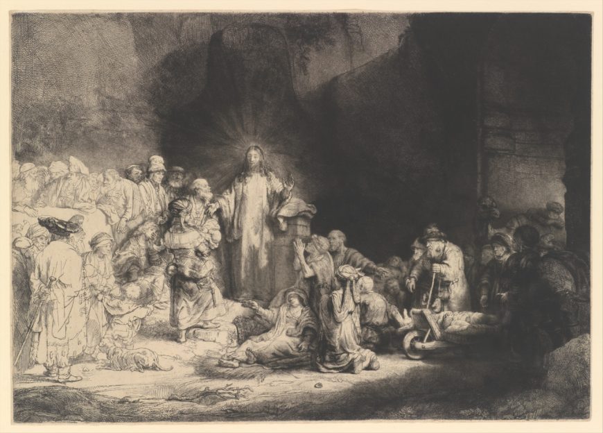 Rembrandt, The Hundred Guilder Print, c. 1649, etching, engraving, and drypoint; second state of two, 28 x 39.3 cm (The Metropolitan Museum of Art)