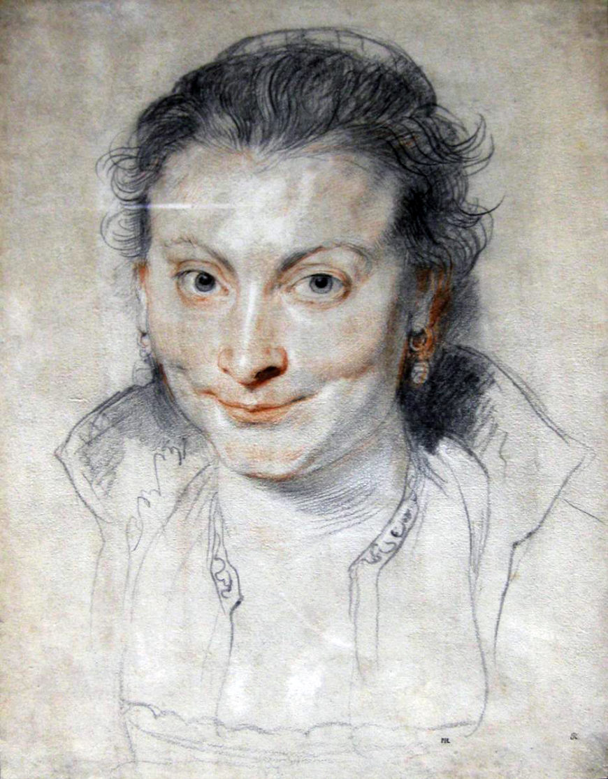 Peter Paul Rubens, drawing of Isabella Brant, c. 1621, black chalk, pen and brown ink on blue paper, 38.1 x 29.4 cm (© Trustees of the British Museum)