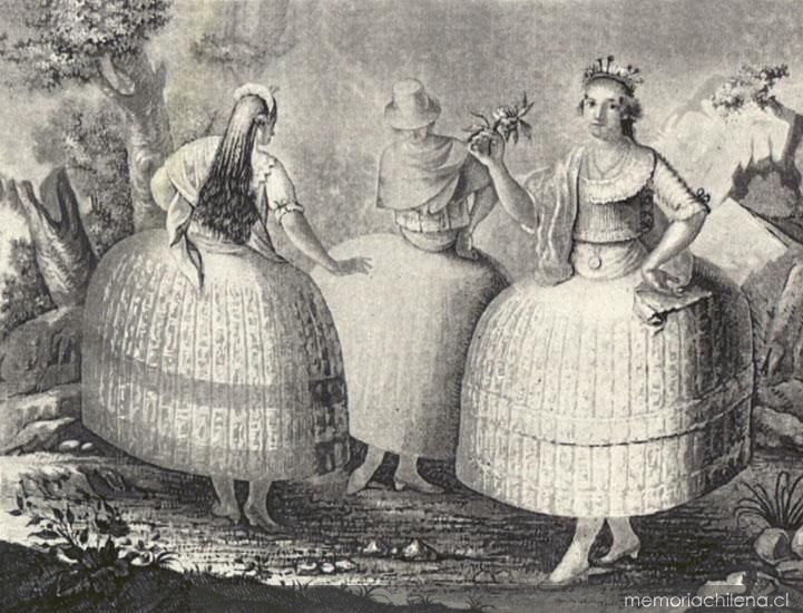 Fernando Brambilla, The Style of Dress Used by Chilean Women, 1790. (Memoria Chilena. Modo de vestir que usaban las chilenas, 1790 - Memoria Chilena, Biblioteca Nacional de Chile)