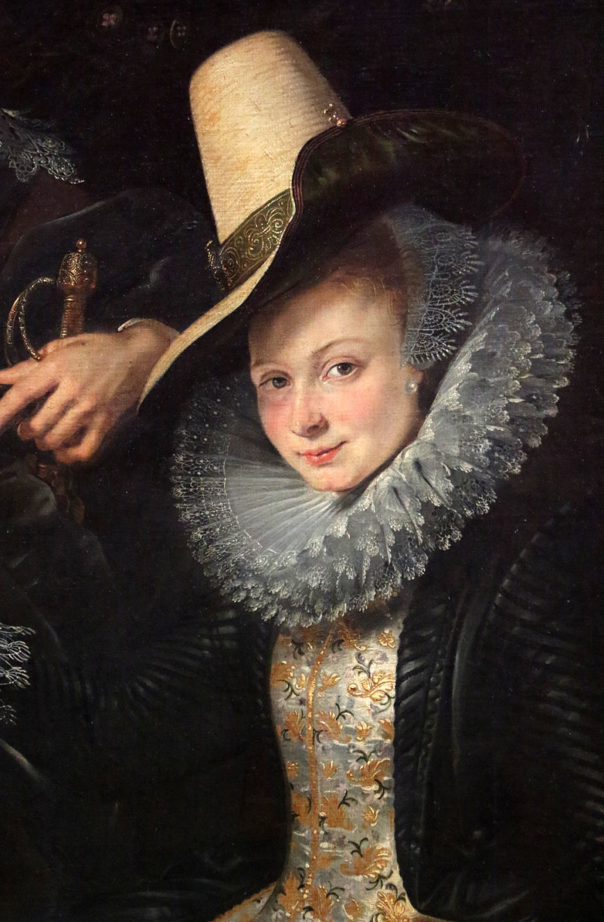 Detail, Peter Paul Rubens, Rubens and Isabella Brant in the Honeysuckle Bower, c. 1609–10, oil on canvas, 178 x 136.5 cm (Alte Pinakothek, Munich). 