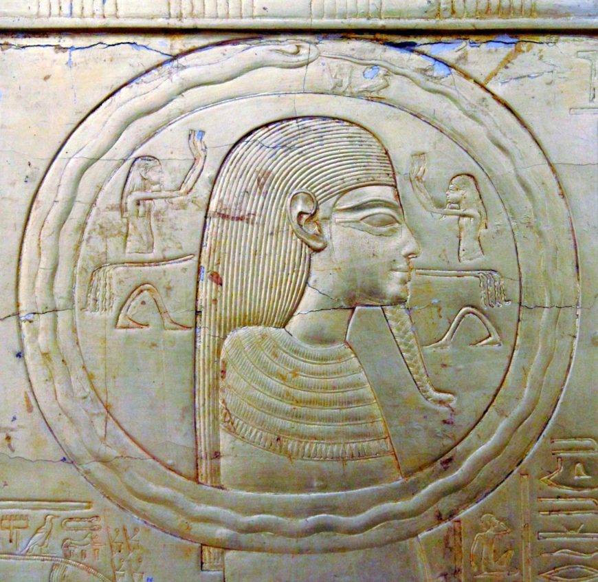 Ourobos (detail), a shrine from the tomb of Tutankhamun, 18th dynasty, New Kingdom of Egypt (Egyptian Museum, Cairo; photo: Djehouty, CC BY-SA 4.0)