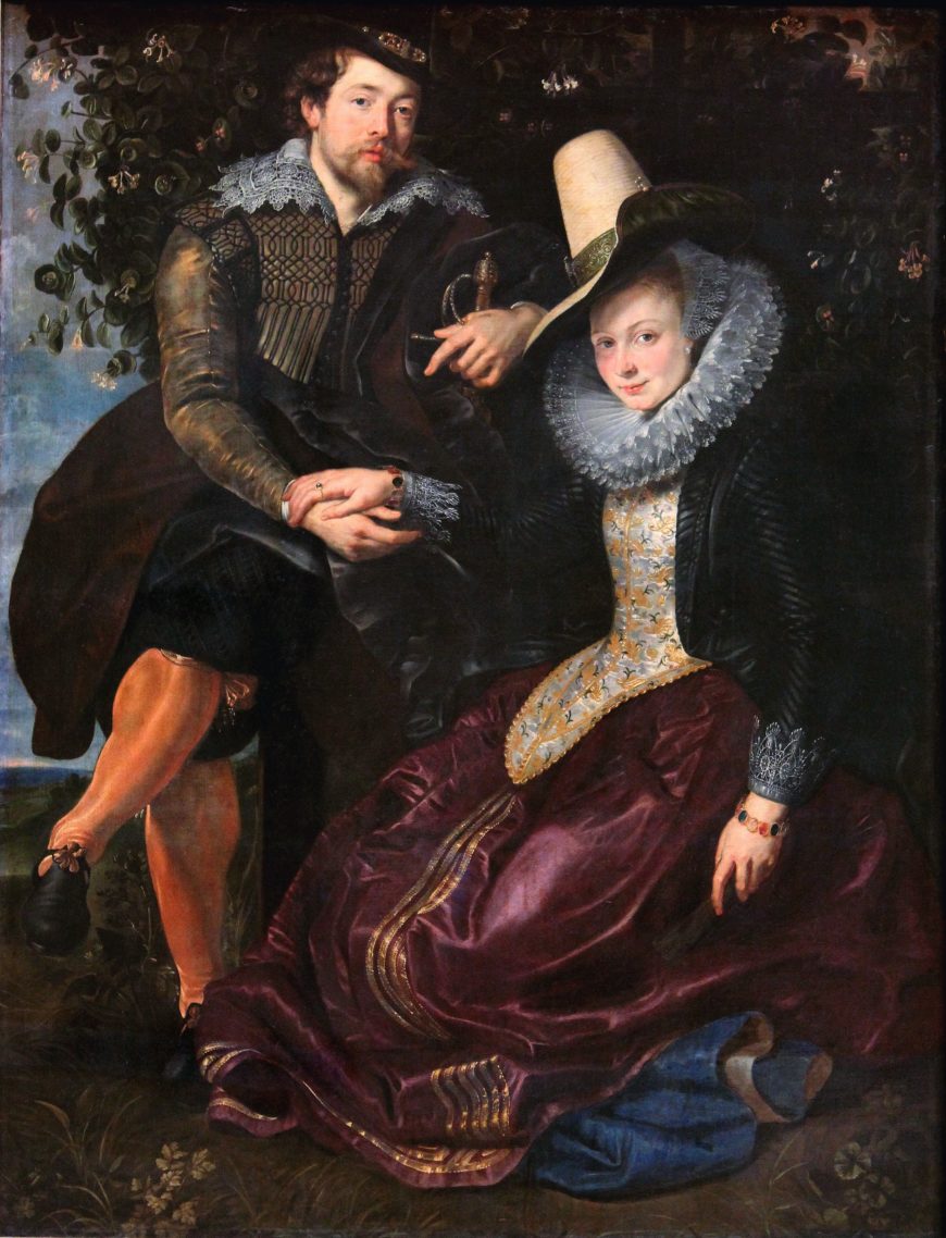Peter Paul Rubens, Rubens and Isabella Brant in the Honeysuckle Bower, c. 1609–10, oil on canvas, 178 x 136.5 cm (Alte Pinakothek, Munich). 