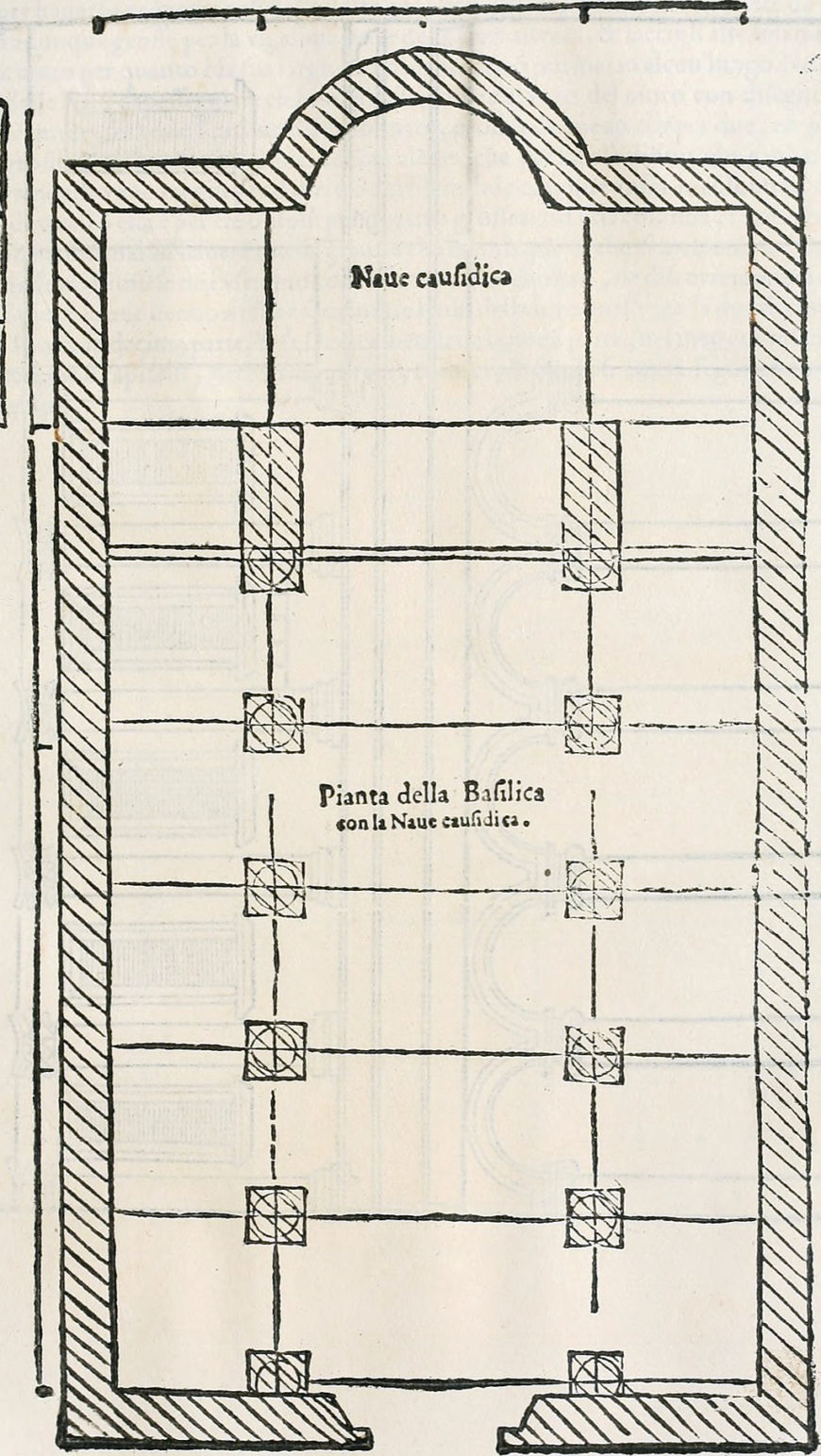 Basilica plan in Leon Battista Alberti, De re aedificatoria, 1565 edition
