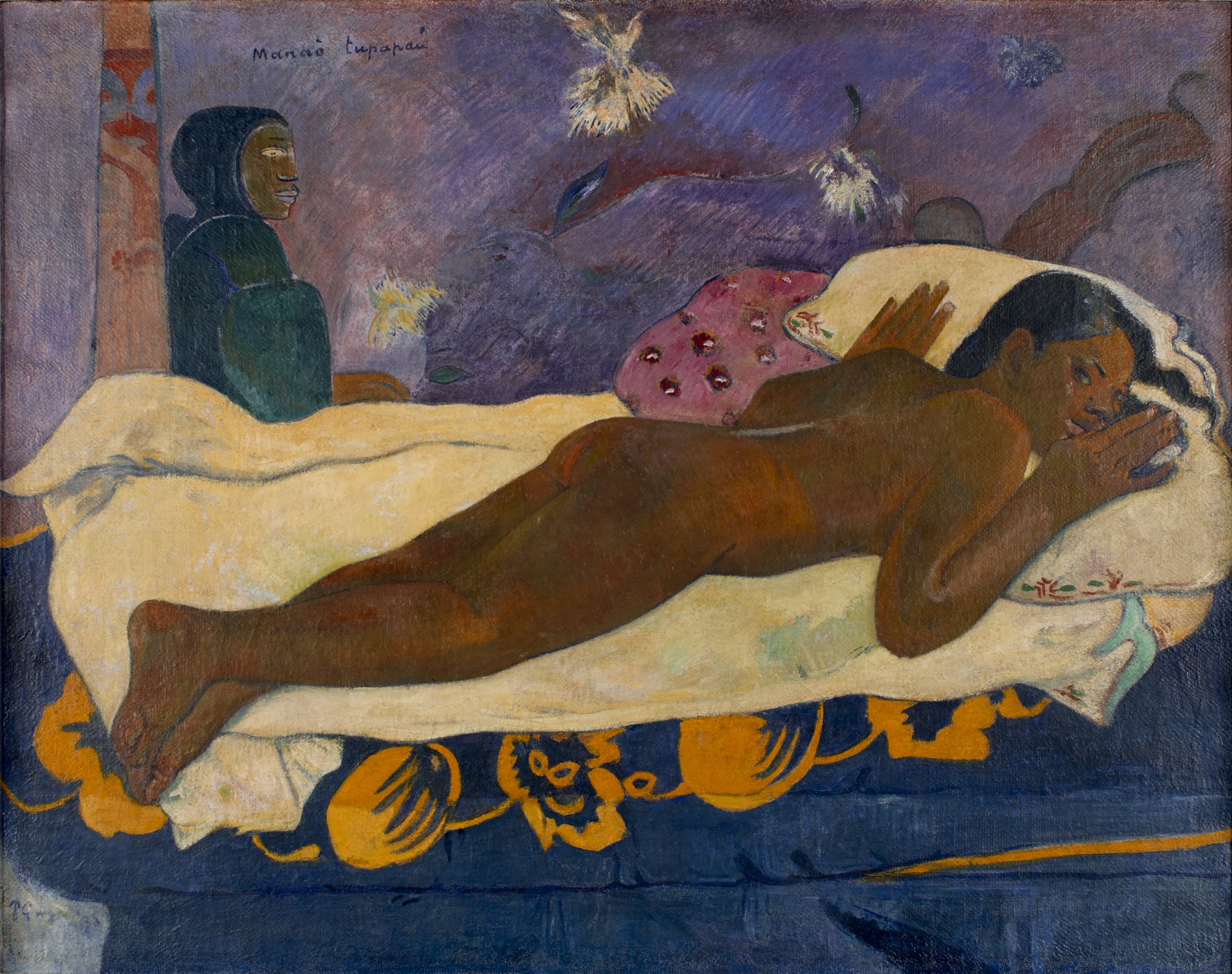 Paul Gauguin, Spirit of the Dead Watching, 1892, oil on burlap mounted on canvas, 116.05 x 134.62 x 13.34 cm (Albright-Knox Art Gallery, Buffalo, NY)
