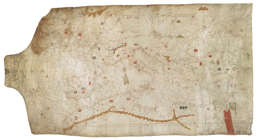 Portolan chart attributed to Angelino Dulcert, mid-14th century (British Library)