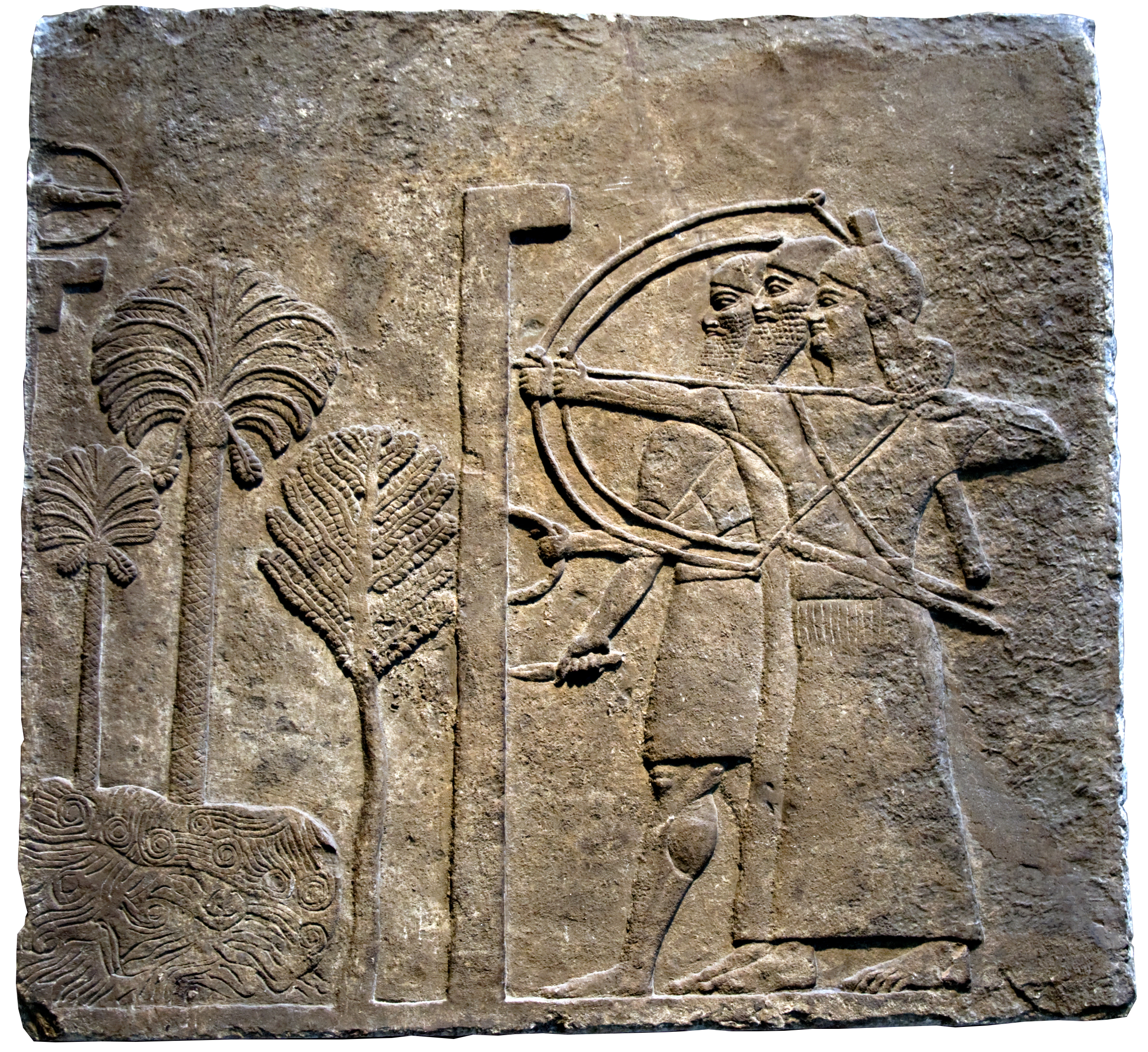 Wall relief from Nimrud, the sieging of a city, likely in Mesopotamia, c. 728 B.C.E. (British Museum)