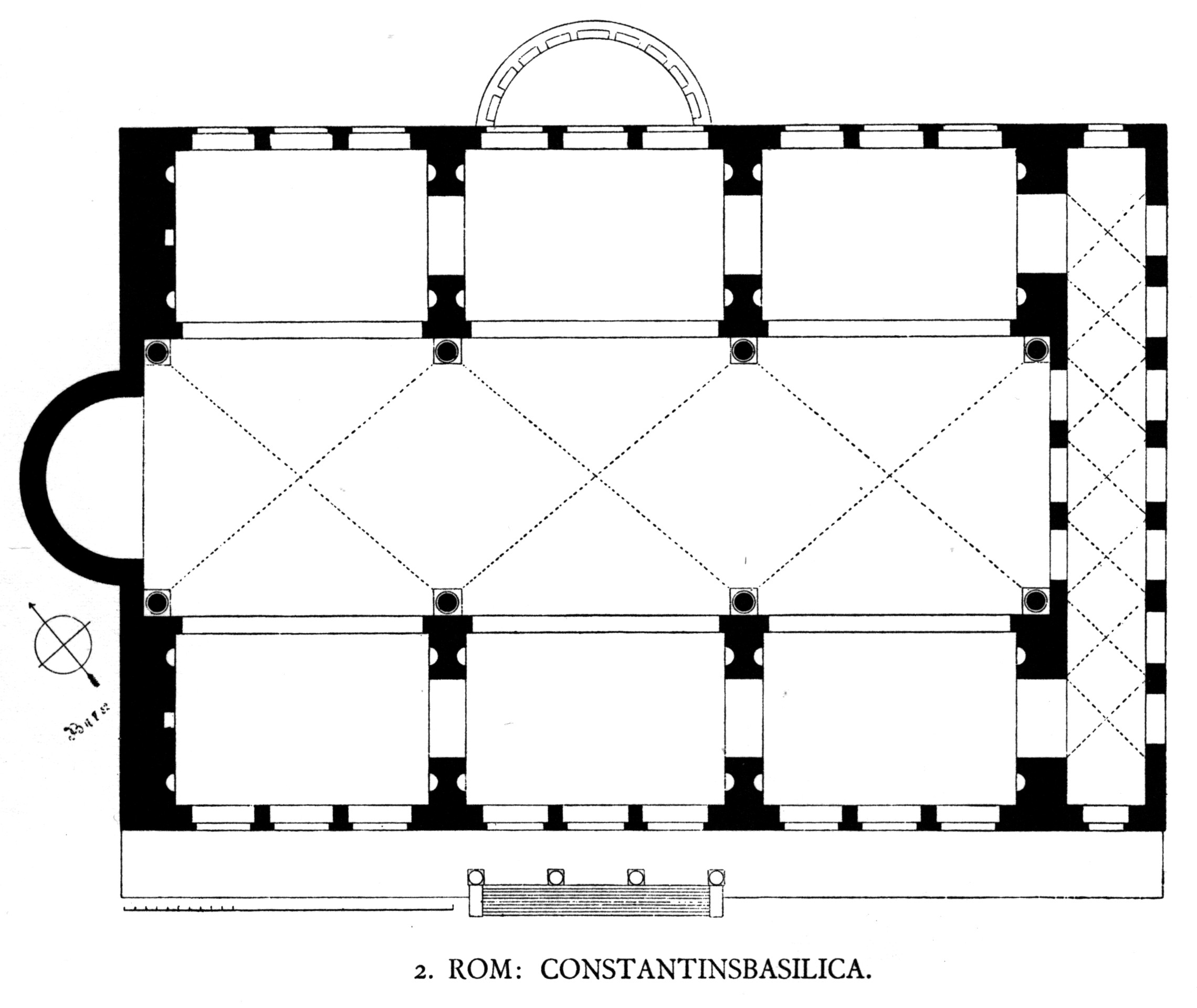 Floor plan of the Roman Basilica of Maxentius and Constantine, 308–312 C.E. (photo: Fb78)