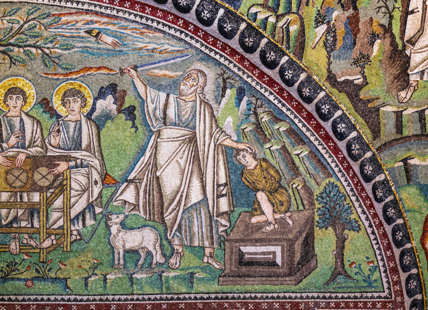 Sacrifice of Isaac, mosaic, early 6th century, San Vitale, Ravenna, Italy (Museum of Ravenna; photo: Steven Zucker, CC BY-NC-SA 2.0)