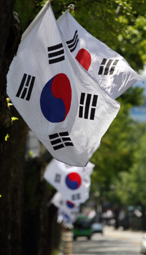 Flags of South Korea flying on National Liberation Day of Korea (photo: Korea Culture and Information Service, CC BY 2.0)