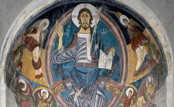 Christ in Majesty, fresco, originally in Sant Climent (Saint Clement in Catalan), outside the village of Taüll, Boí valley, Spain, today in MNAC