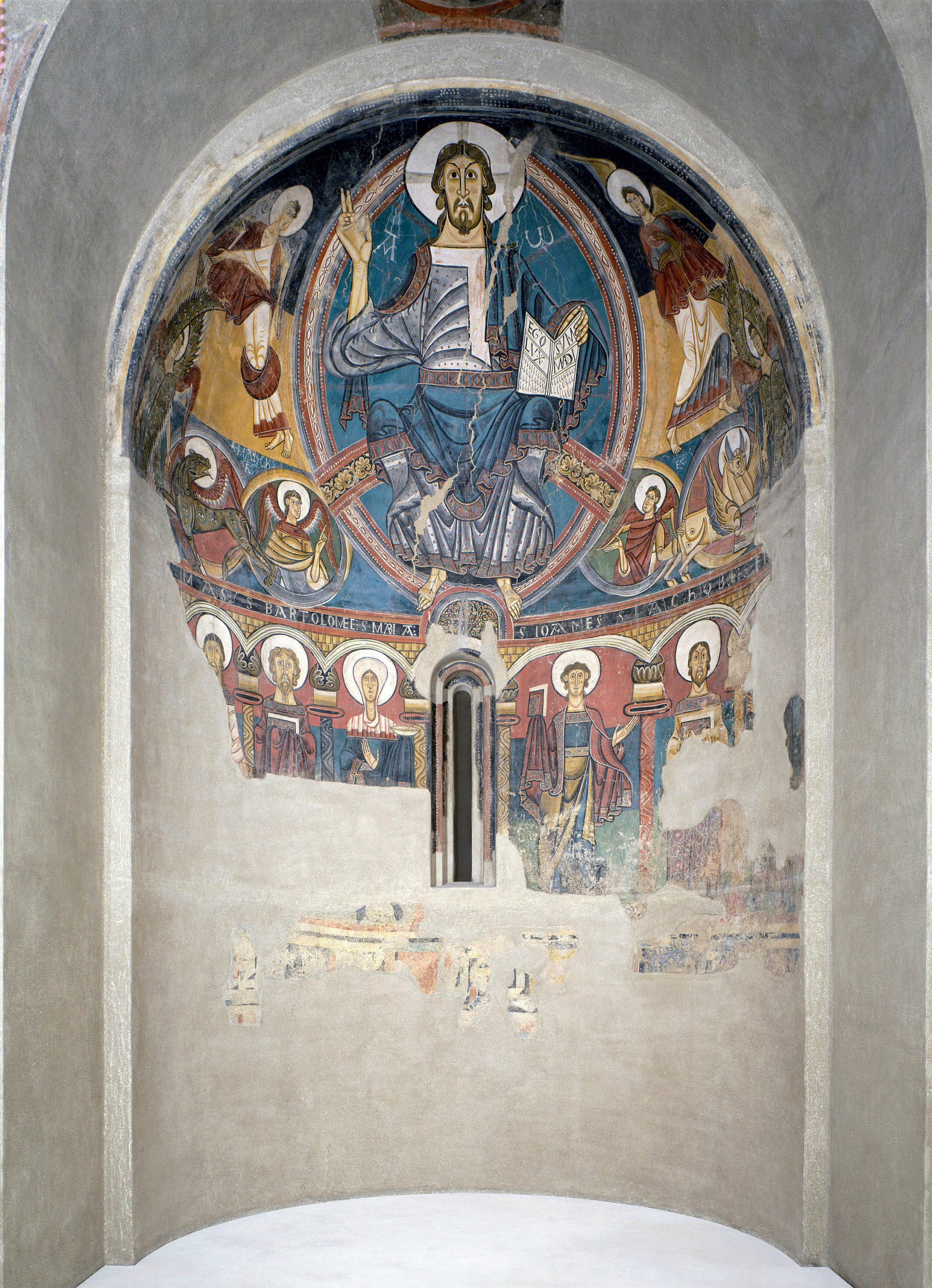 Christ in Majesty, fresco, originally in Sant Climent (Saint Clement in Catalan), outside the village of Taüll, Boí valley, Spain, today in MNAC