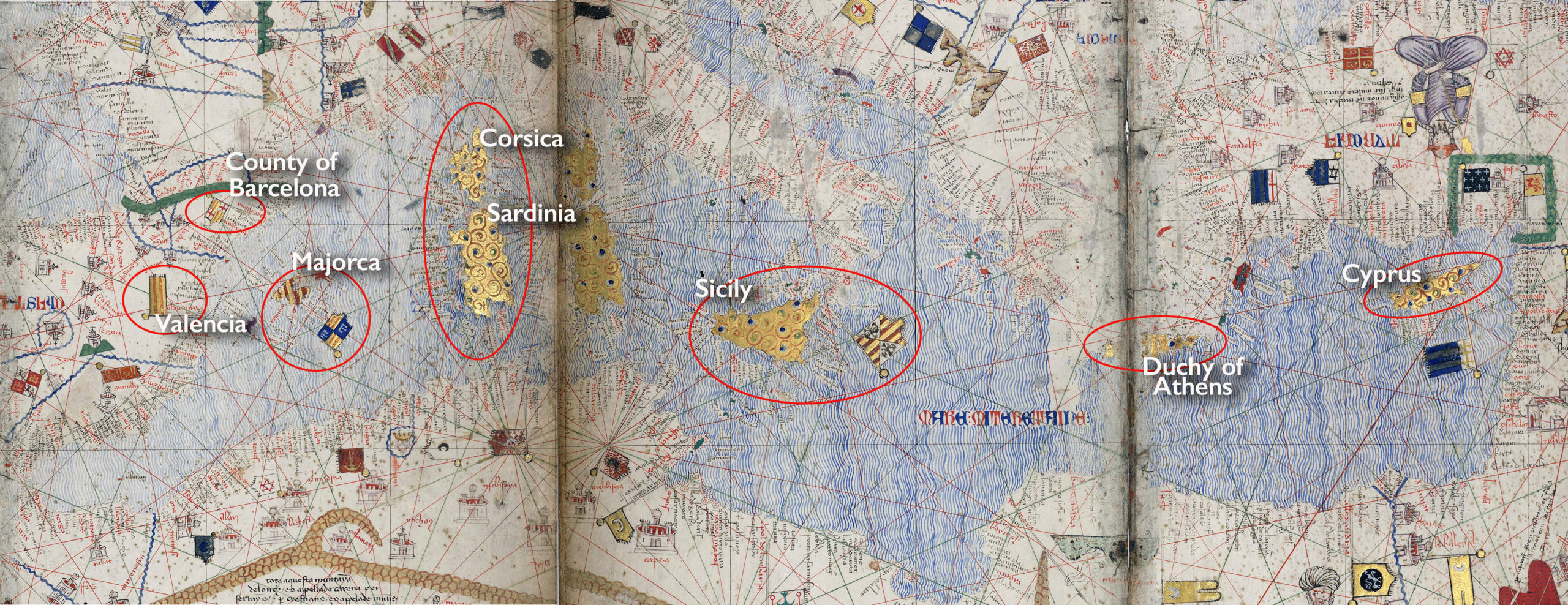 The Crown of Aragon, Catalan Atlas, Elisha ben Abraham Cresques, 1375, Majorca