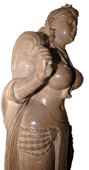 Didarganj Yakshi, Didarganj Kadam Basul, Eastern Patna, India, c. 3rd century B.C.E., Polished Sandstone, H. 162 cm (Patna Museum, India; photo: Hpgoa, CC BY-SA 2.0)