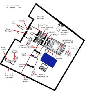Plan, temple complex of Amun-Re, Karnak