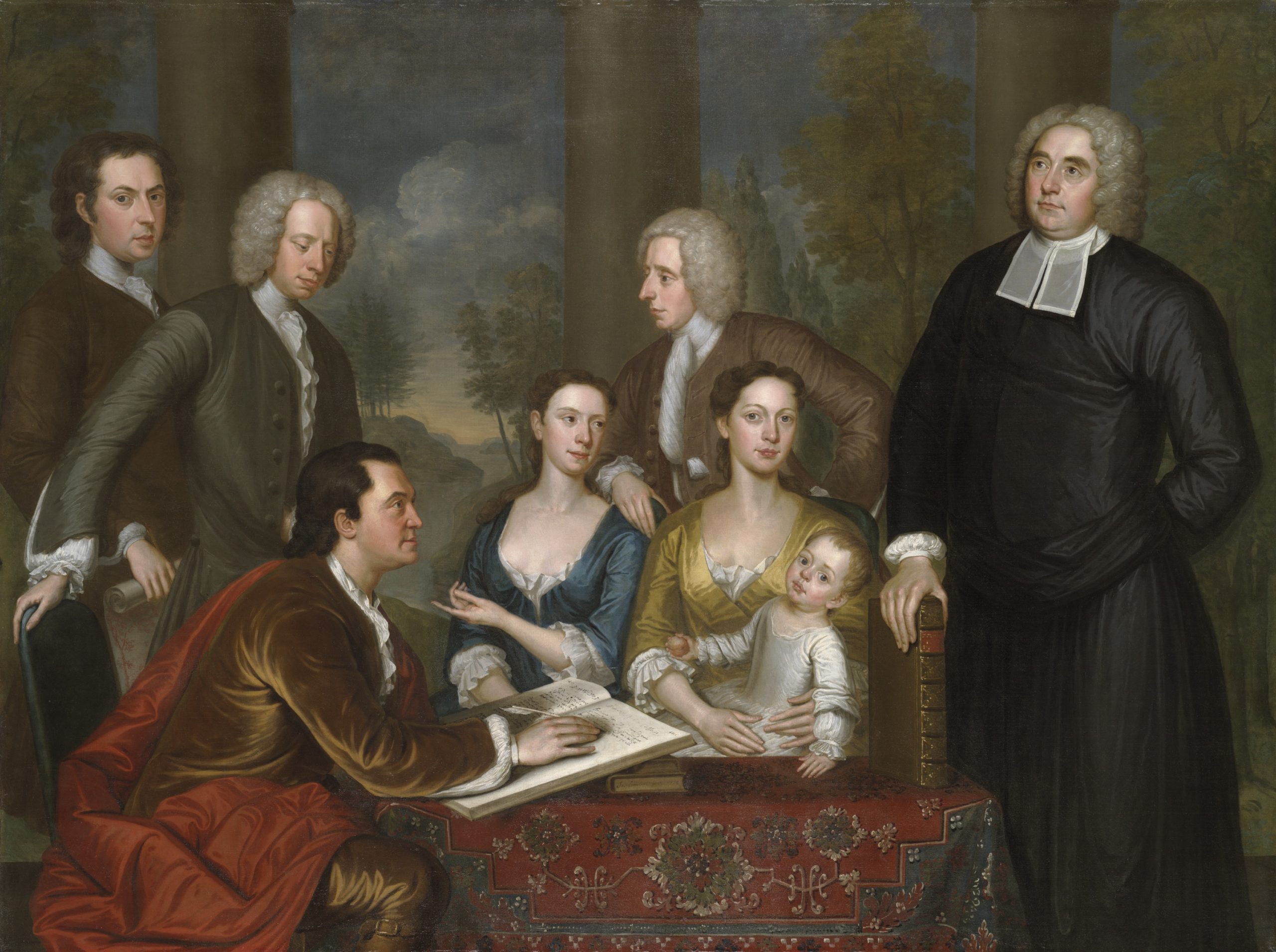 John Smibert, The Bermuda Group, 1728, reworked 1739, oil on canvas, 176.5 x 236.2 cm (Yale University Art Gallery, New Haven)