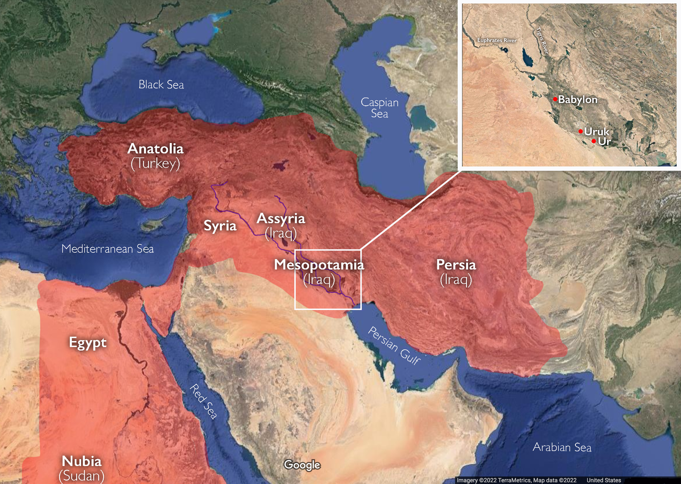 Map the ancient Near East (underlying map © Google)