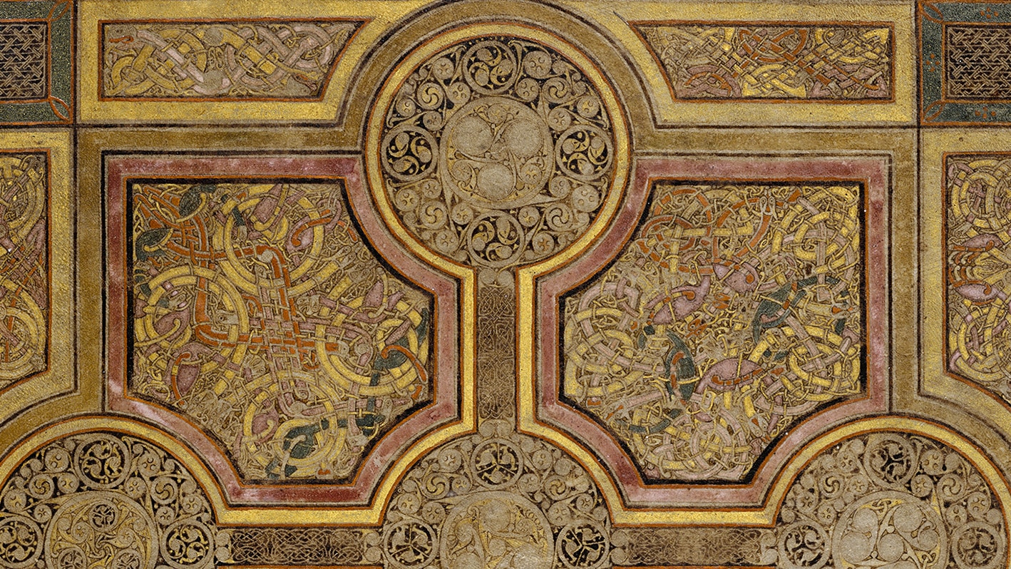 Book of Kells, c. 800, 340 vellum folios, 33.0 x 25.5 cm each (edges trimmed and gilded in the 19th century), MS 58 (Trinity College Library, Dublin)