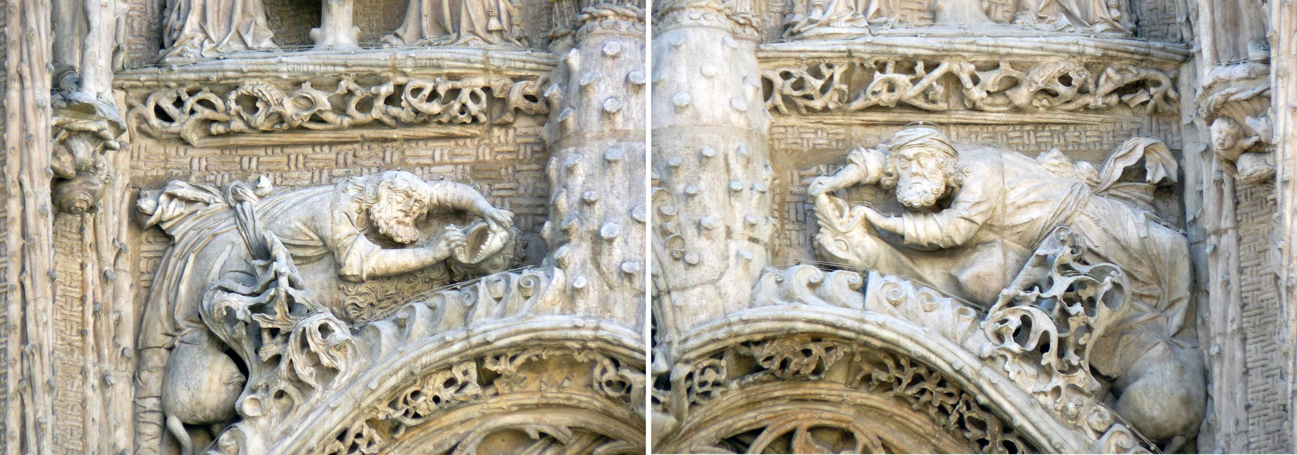 Spandrels above the tympanum, Façade of San Gregorio, Valladolid, Spain (photo: Rowanwindwhistler, CC BY-SA 3.0)