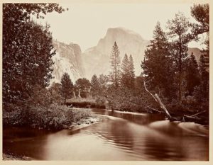Carleton E. Watkins, Tasayac, the Half Dome, 5000 ft., Yosemite 1865–66, albumen silver print (Stanford University Libraries)