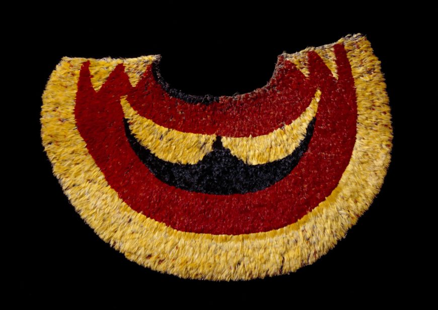 Feather cape, probably before 1850 C.E., olona fibre, feather, 68.5 x 45 cm, Hawaii © Trustees of the British Museum