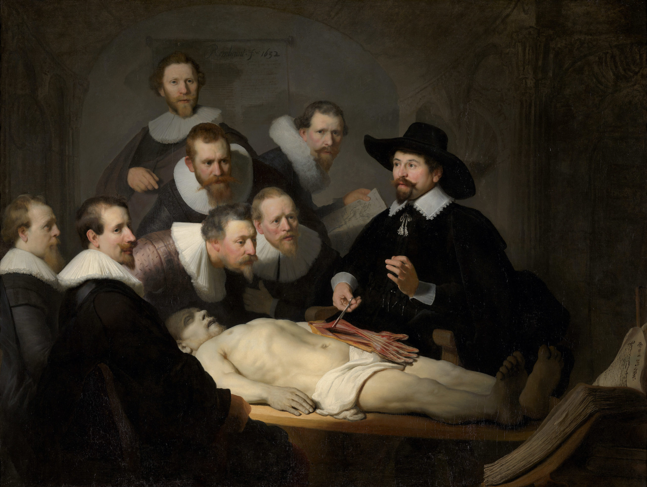 Rembrandt van Rijn, The Anatomy Lesson of Dr. Tulp, 1632, oil on canvas, 169.5 x 216.5 cm (Mauritshuis, The Hague, Netherlands)