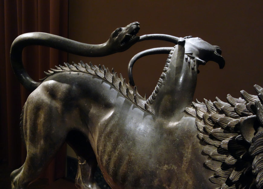 Back (detail), Chimera of Arezzo, c. 400 B.C.E., bronze, 129 cm in length (Museo Archeologico Nazionale, Florence; photo: Steven Zucker, CC BY-NC-SA 2.0)