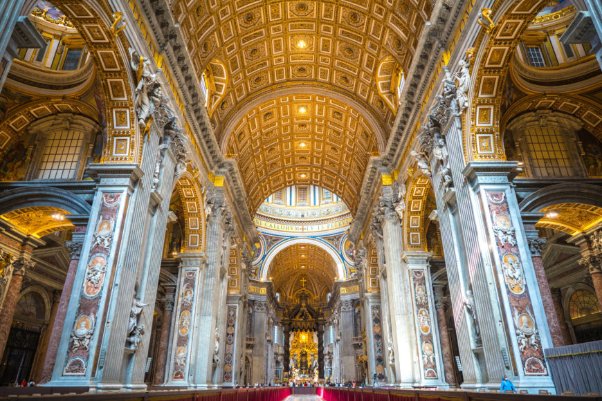 Nave, Numerous architects, Saint Peter's Basilica, begun 1506, completed 1626 (Vatican City) (photo: Nan Palmero, CC BY 2.0)
