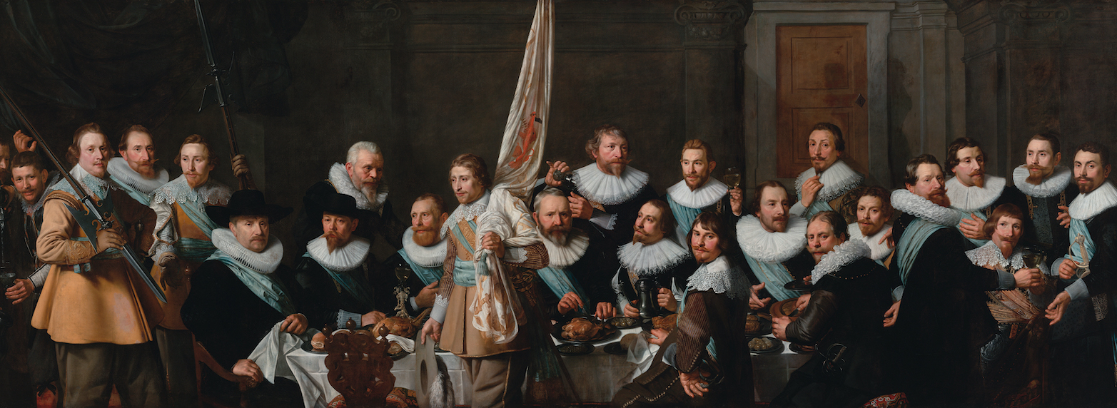Nicolaes Eliasz Pickenoy, Civic guards from the company of captain Jacob Backer and lieutenant Jacob Rogh, 1632, oil on canvas, 198 x 531 cm (Amsterdam Historical Museum)