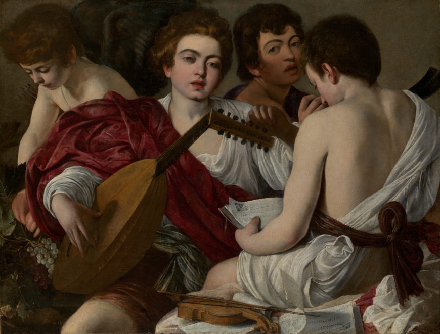 Caravaggio (Michelangelo Merisi), Concert of Youths (or The Musicians), oil on canvas, c. 1595, 92.1 x 118.4 cm (Metropolitan Museum of Art, New York)