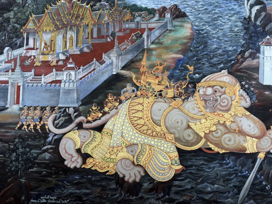 Hanuman, Ramakien Gallery (detail), Phra Kaew, Bangkok, Thailand (photo: Melody Rod-ari)