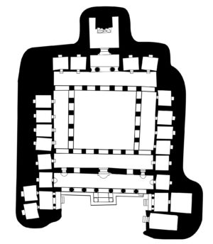 Plan of Cave 1, Caves at Ajanta, India, c. 200 B.C.E.–650 C.E. (diagram: Erik128, CC BY-SA 3.0)