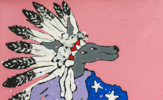 Harry Fonseca, <em>Two Coyotes with Flags</em>