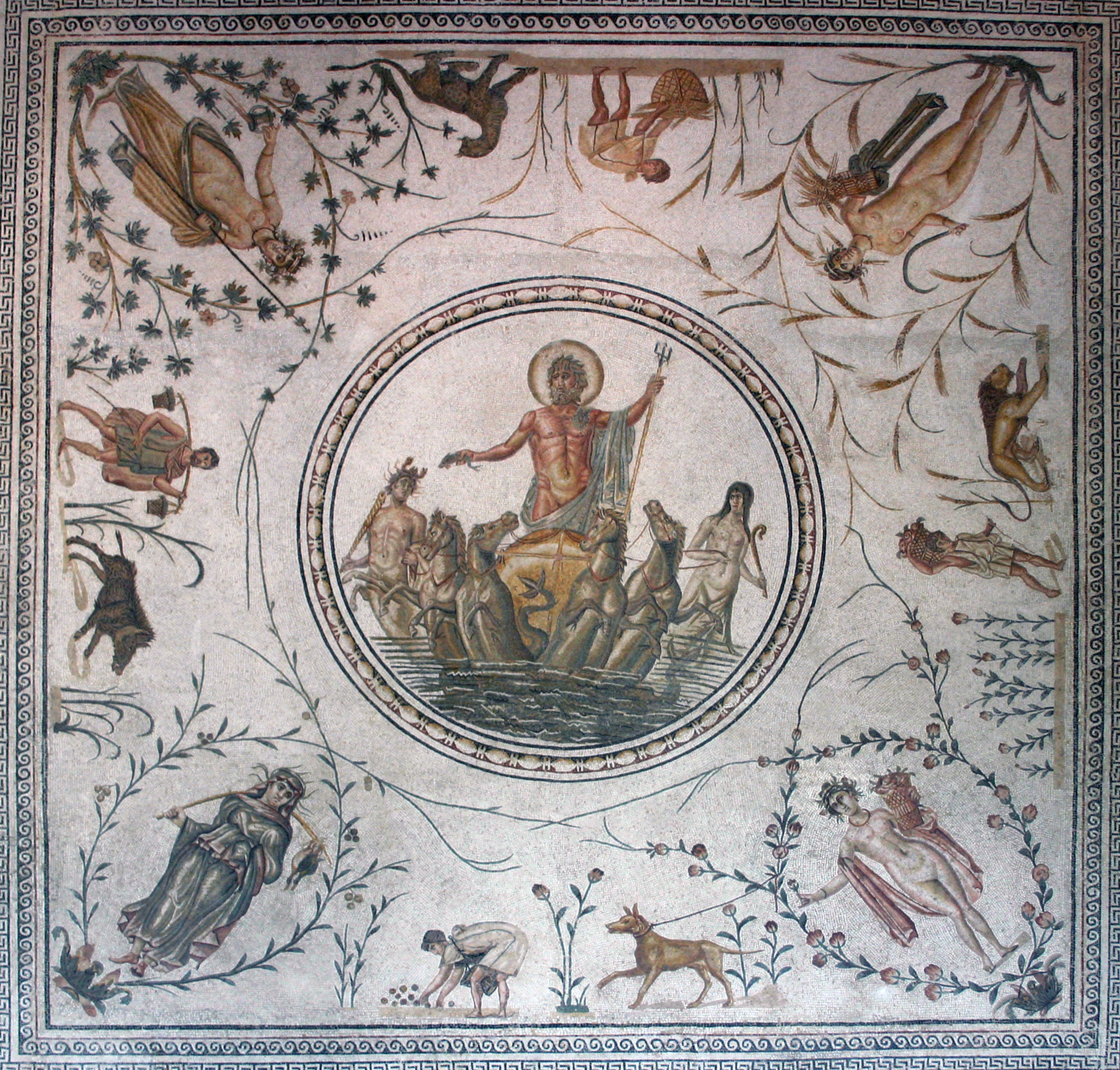 Mosaic decoration at the Hammath Tiberias synagogue