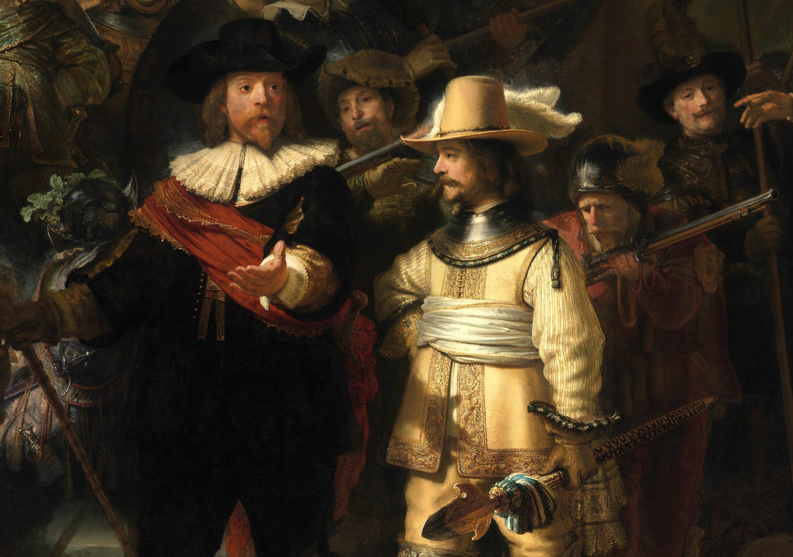 Captain and Lieutenant (detail), Rembrandt van Rijn, The Night Watch, 1642, oil on canvas, 379.5 x 453.5 cm (Rijksmuseum, Amsterdam, Netherlands)