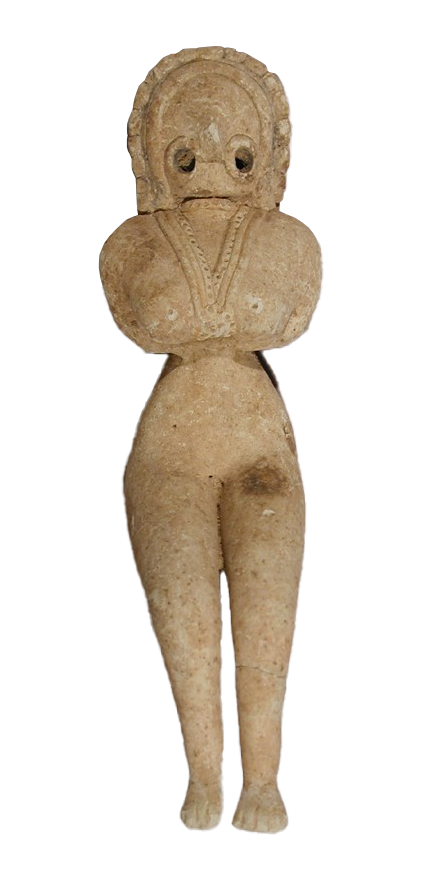 Seated Mother Goddess, Indus Civilization, Mehrgarh style, Baluchistan, Pakistan, c. 3000–2500 B.C.E., terracotta, 13.3 x 4.1 cm (The Metropolitan Museum of Art)
