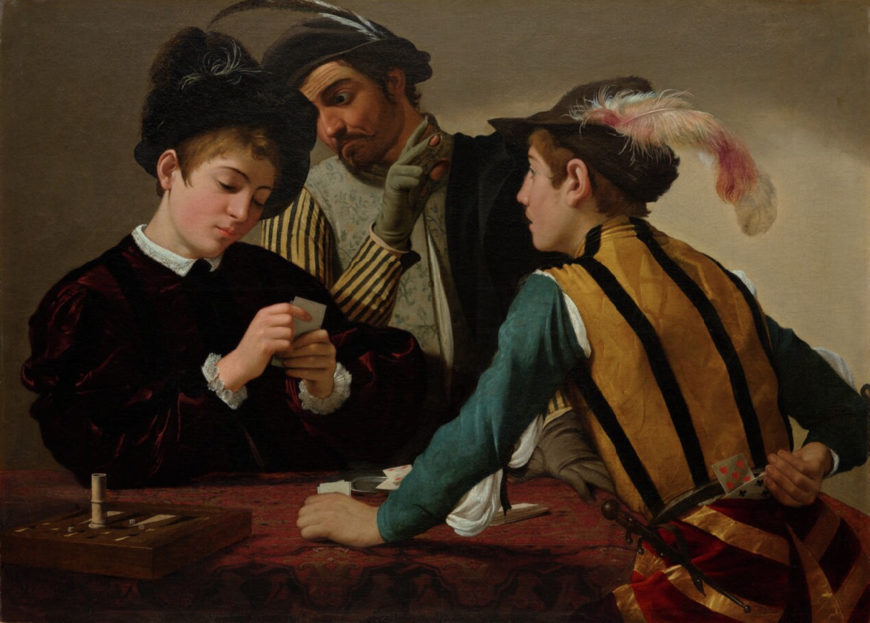 Caravaggio, The Cardsharps, c. 1595, oil on canvas, 94.2 x 130.9 cm (Kimbell Art Museum, Texas)