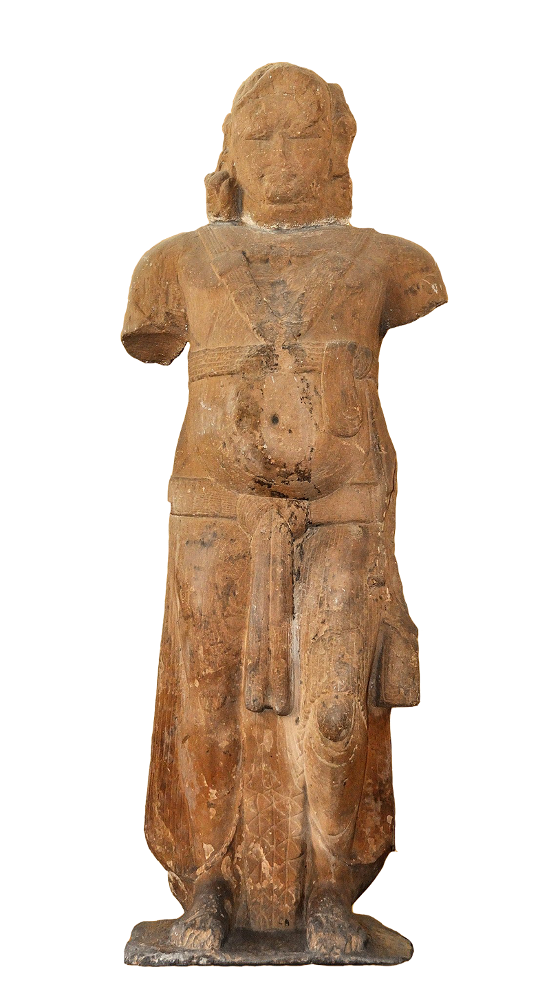 Yaksha Manibhadra, from Parkham, Mathura, India, c. 150 B.C.E., 260 cm high (Mathura Museum; photo: Biwarup Ganguly, CC BY 3.0)