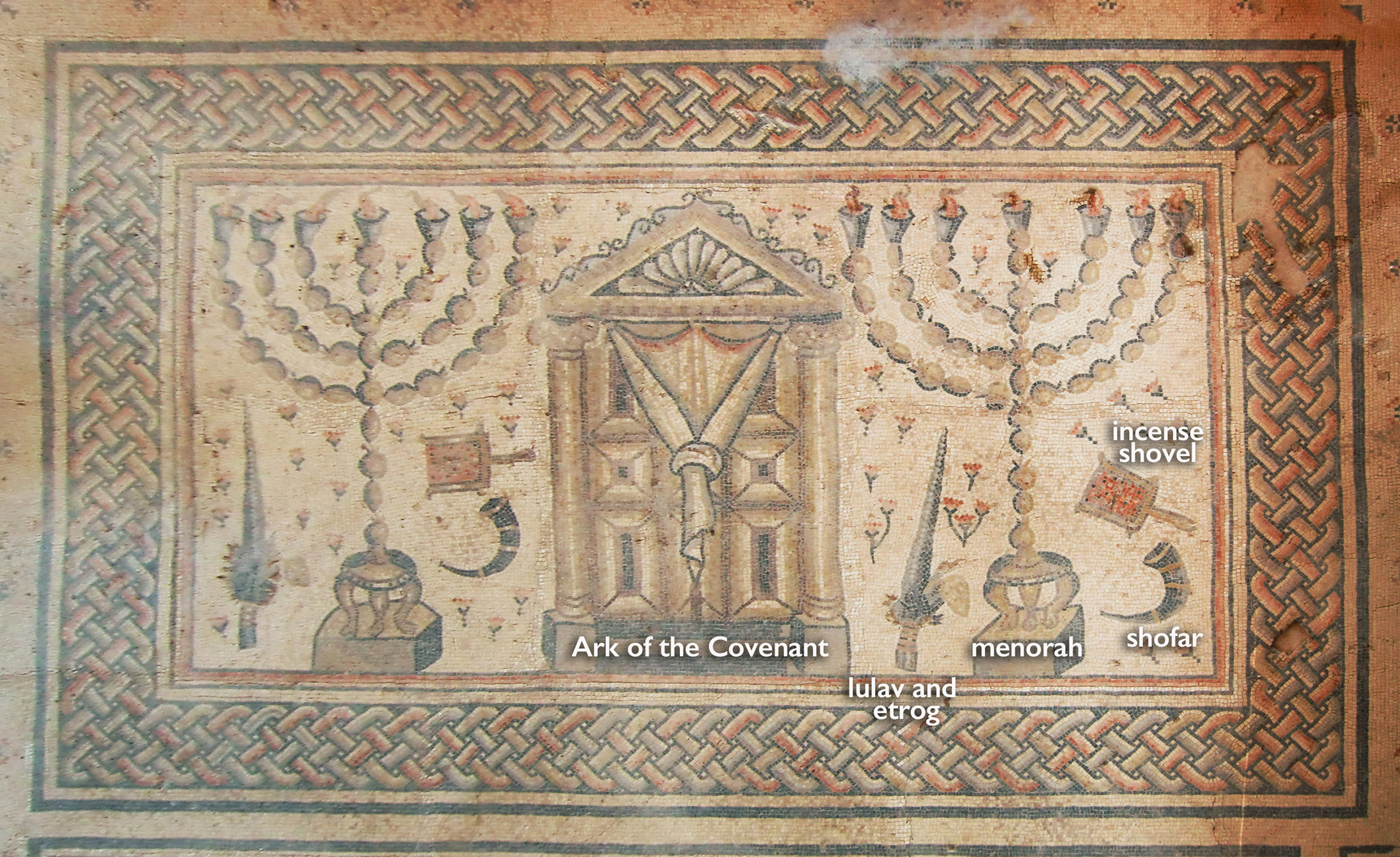 Mosaic panel with temple imagery, Hammath Tiberias, 286–337 C.E. (Manar al-Athar) 