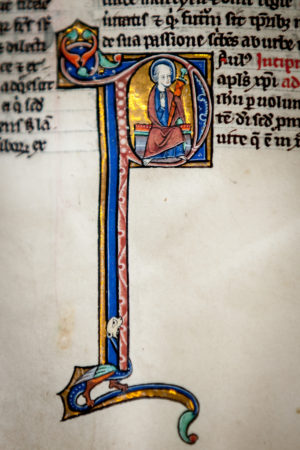 Historiated initial, Leiden, University Library, BPL MS 14 D, 13th century