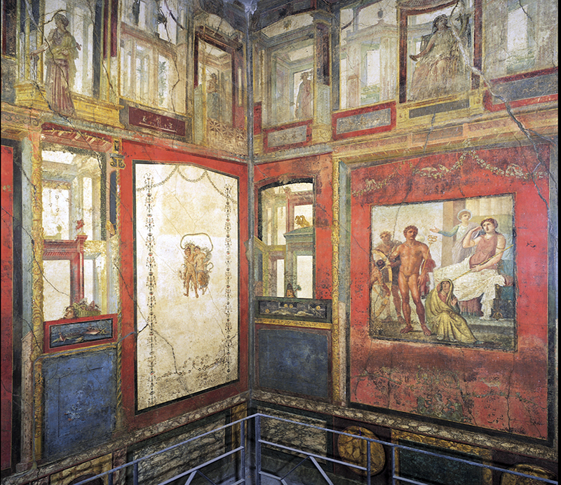 Example of Fourth Style painting, Ixion Room, House of the Vetii, Pompeii, 1st century C.E. (photo: Steven Zucker, CC BY-NC-SA 2.0)