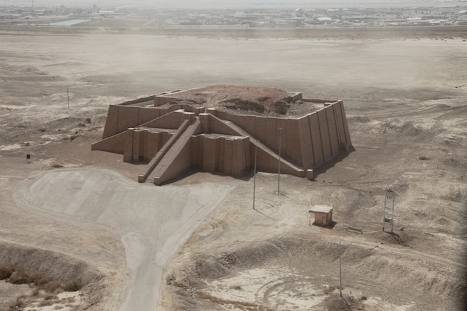Ziggurat at Ali Air Base Iraq, 2005, featuring ziggurat of Ur, partly restored, c. 2100 B.C.E. mudbrick and baked brick, Tell el-Mukayyar, Iraq