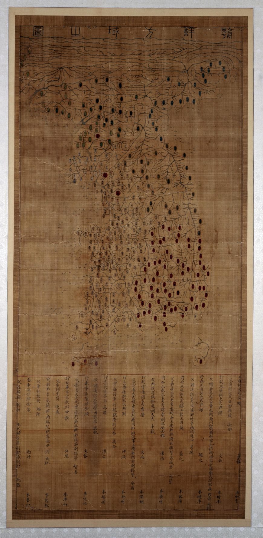 Bangyeok jido (Map of the Korean Territory), 1558, Joseon Period, 61 x 132 cm